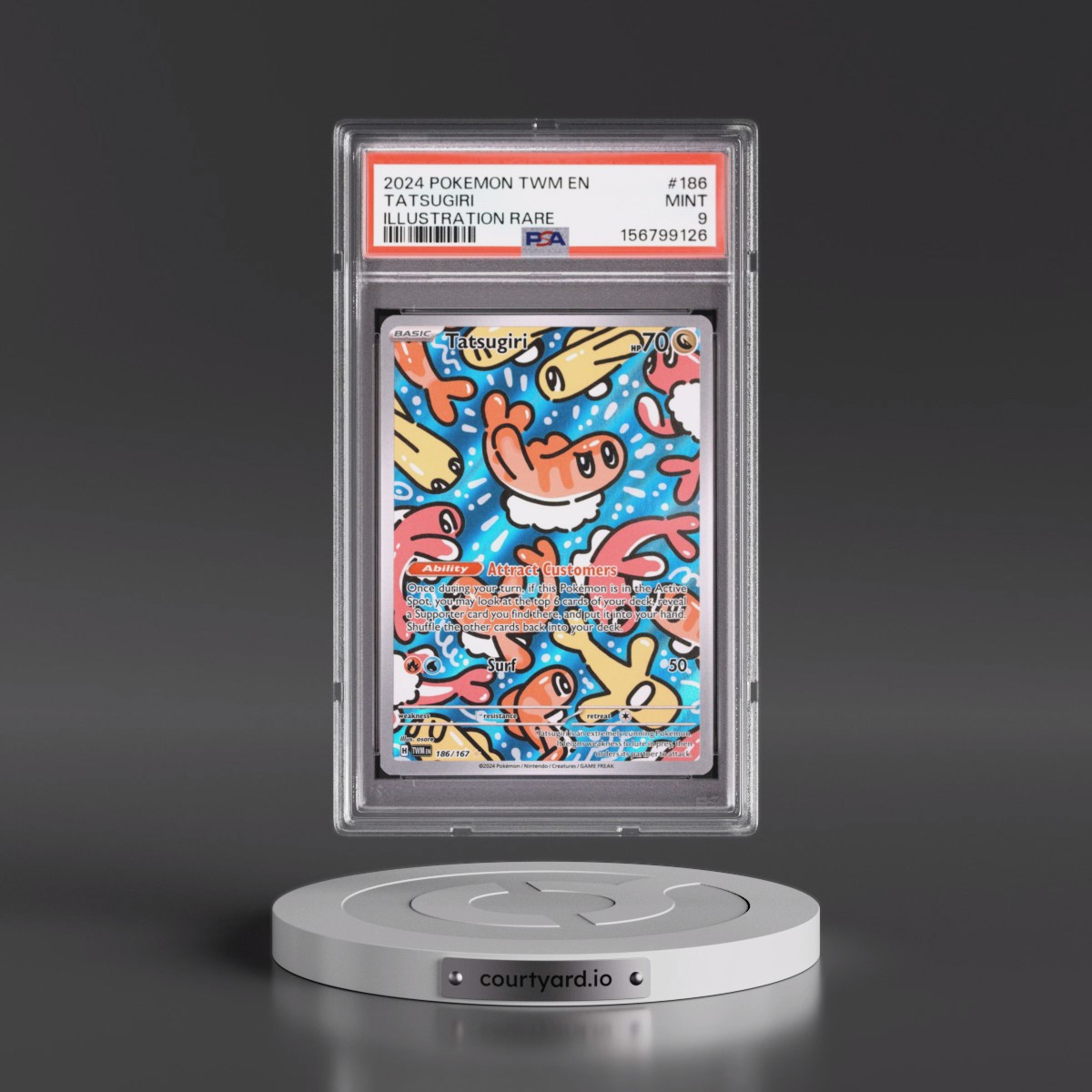 2024 Pokémon Twm EN-Twilight Masquerade #186 Tatsugiri - Illustration Rare (PSA 9 MINT)