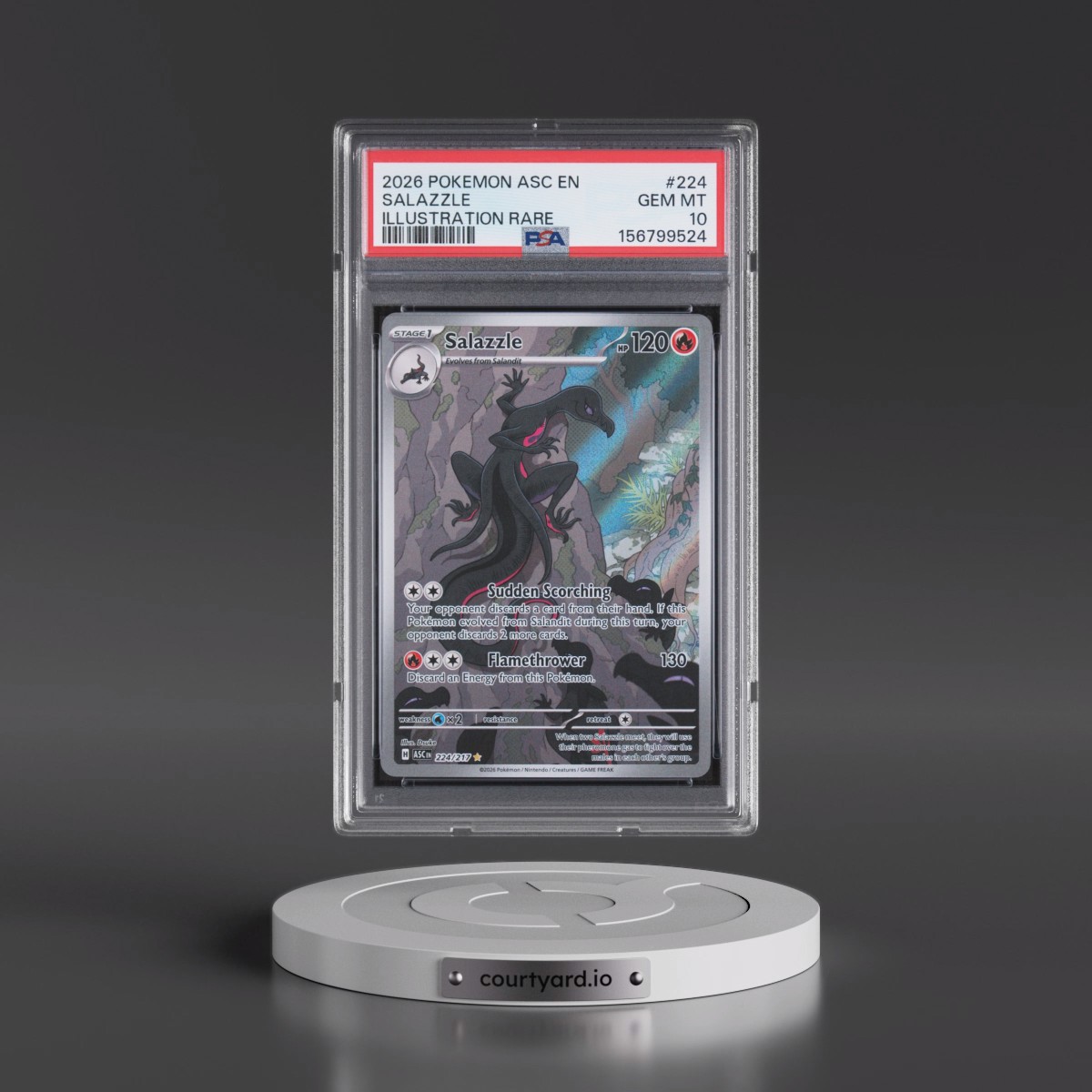 2026 Pokémon Asc EN-Ascended Heroes #224 Salazzle - Illustration Rare (PSA 10 GEM MINT)