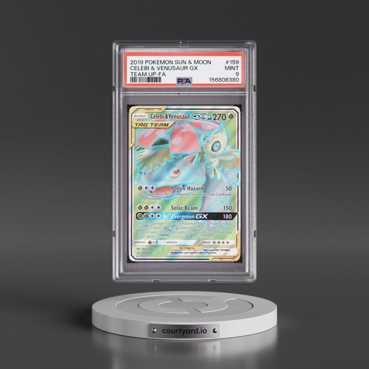 2019 Pokémon Sun & Moon Team Up #159 Celebi & Venusaur GX - Holo Full Art (PSA 9 MINT)