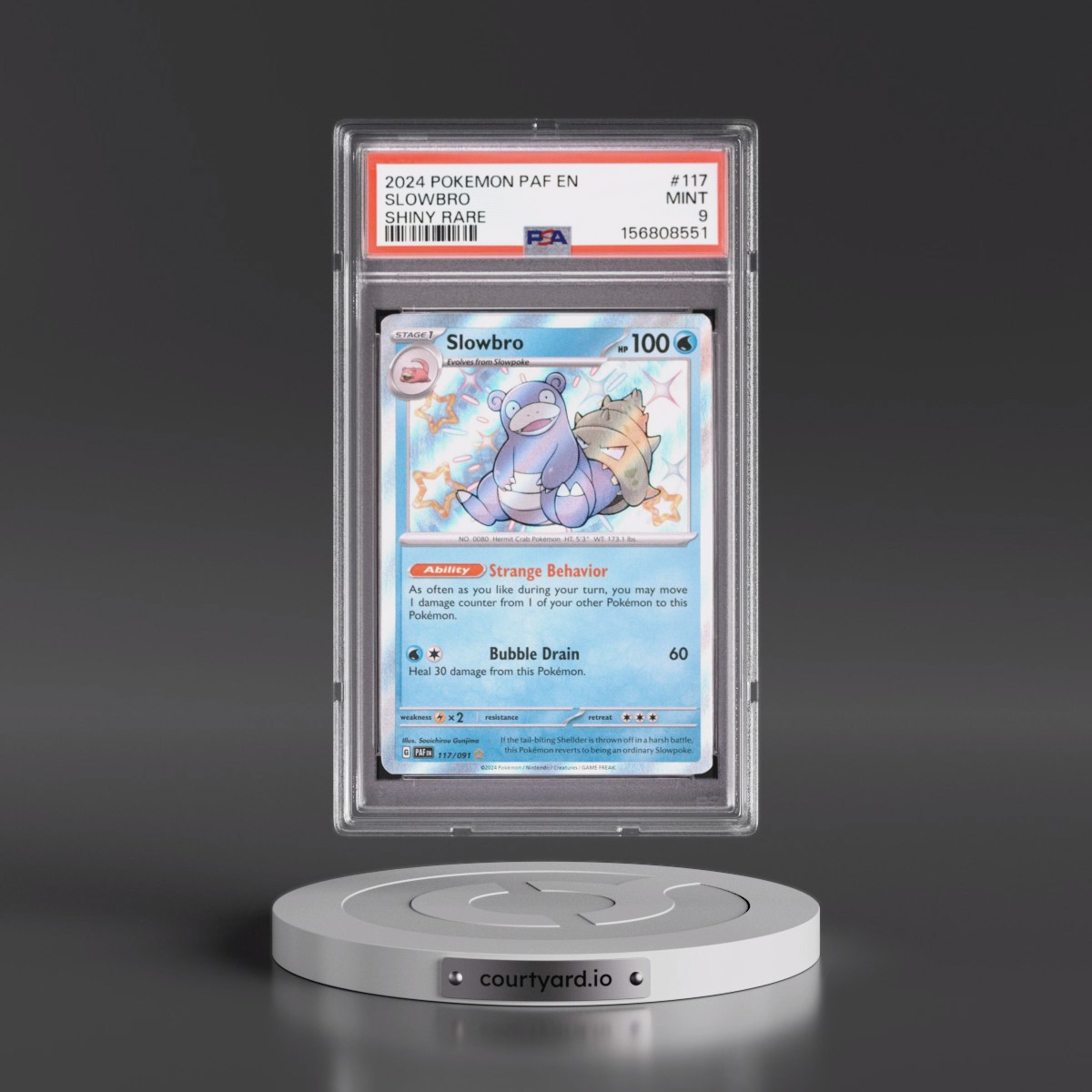 2024 Pokémon Paf EN-Paldean Fates #117 Slowbro - Shiny Rare (PSA 9 MINT)