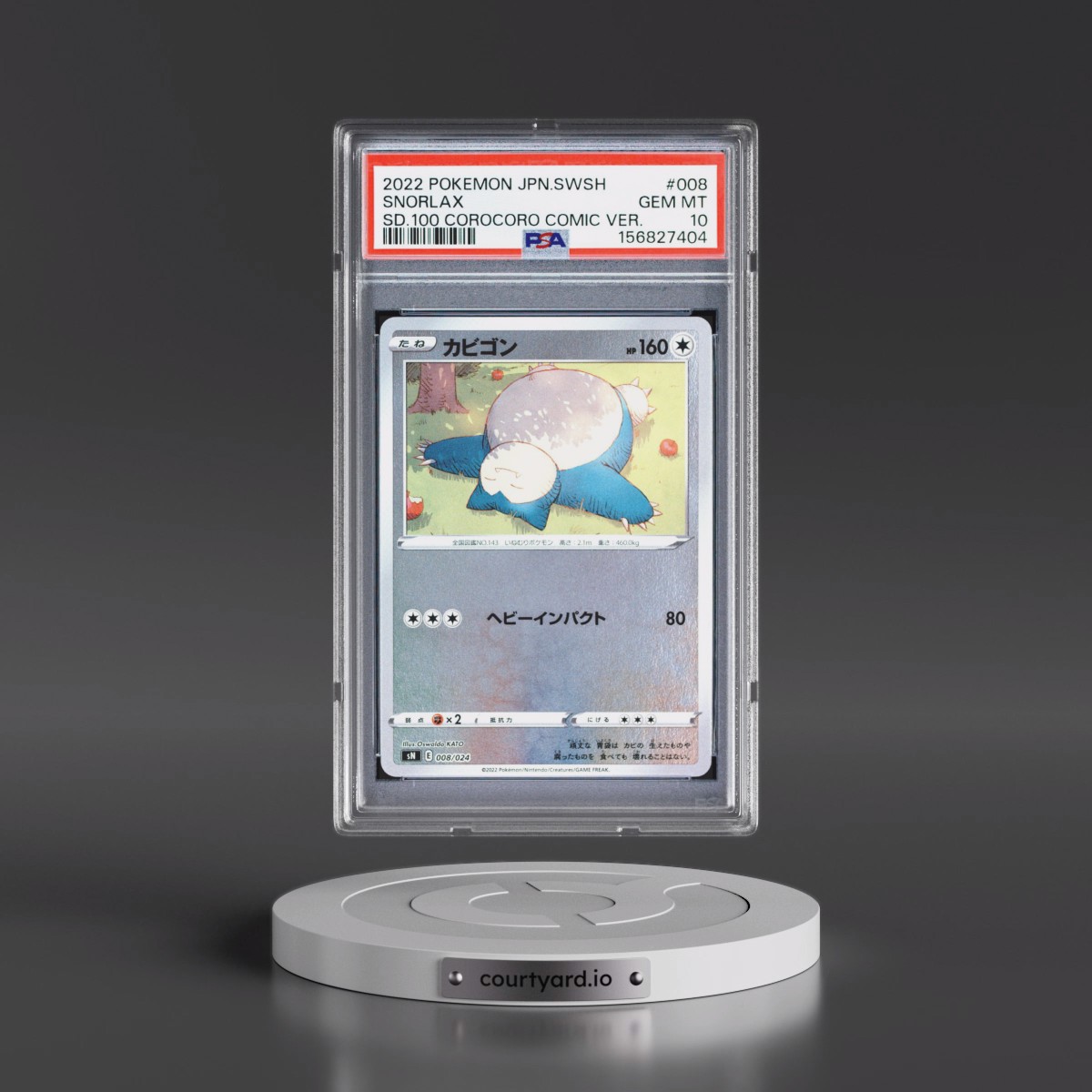 2022 Pokémon Sword & Shield Start Deck 100 Corocoro Comic Version #008 Snorlax (PSA 10 GEM MINT)