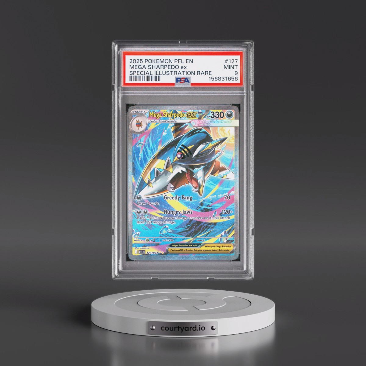 2025 Pokémon Pfl EN-Phantasmal Flames #127 Mega Sharpedo EX - Holo Special Illustration Rare (PSA 9 MINT)