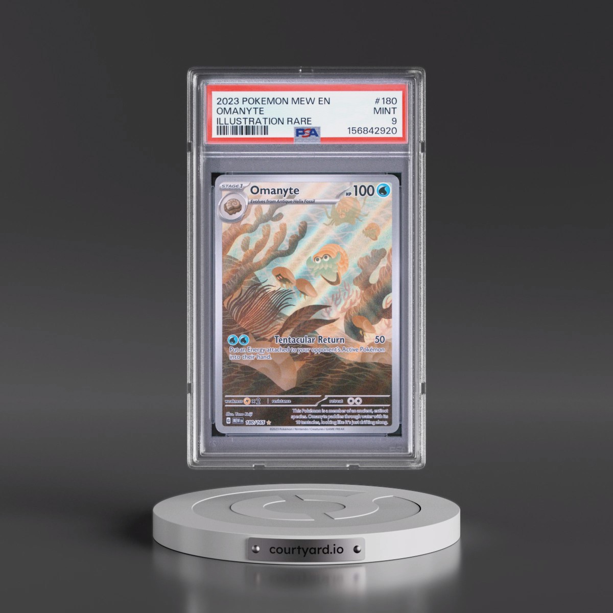 2023 Pokémon Mew EN-151 #180 Omanyte - Illustration Rare (PSA 9 MINT)