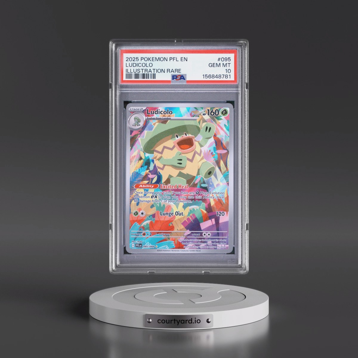 2025 Pokémon Pfl EN-Phantasmal Flames #095 Ludicolo - Illustration Rare (PSA 10 GEM MINT)