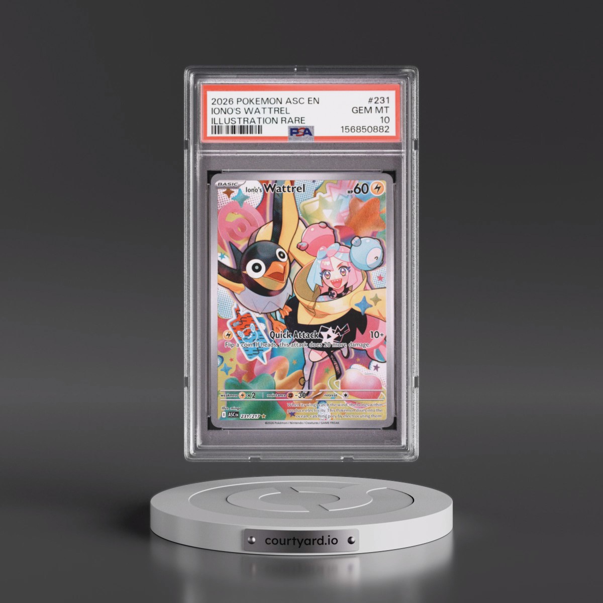 2026 Pokémon Asc EN-Ascended Heroes #231 Iono's Wattrel - Illustration Rare (PSA 10 GEM MINT)