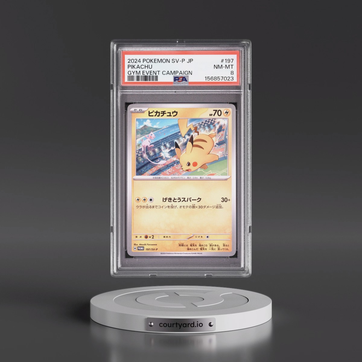 2024 Pokémon SV-P Promo #197 Pikachu - Gym Event Campaign (PSA 8 NM-MT)