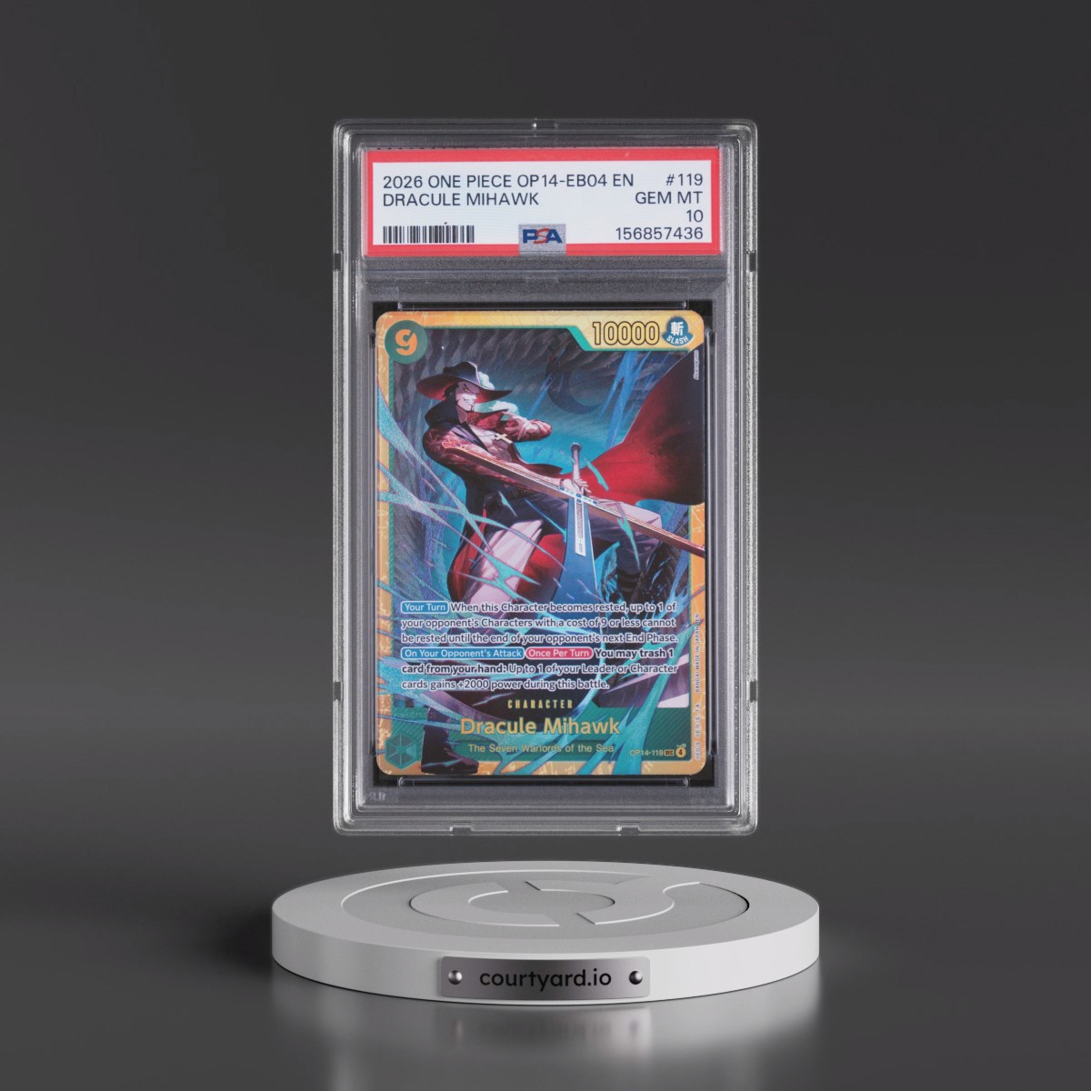 2026 One Piece OP14-EB04-the Azure Sea's Seven #119 Dracule Mihawk (PSA 10 GEM MINT)