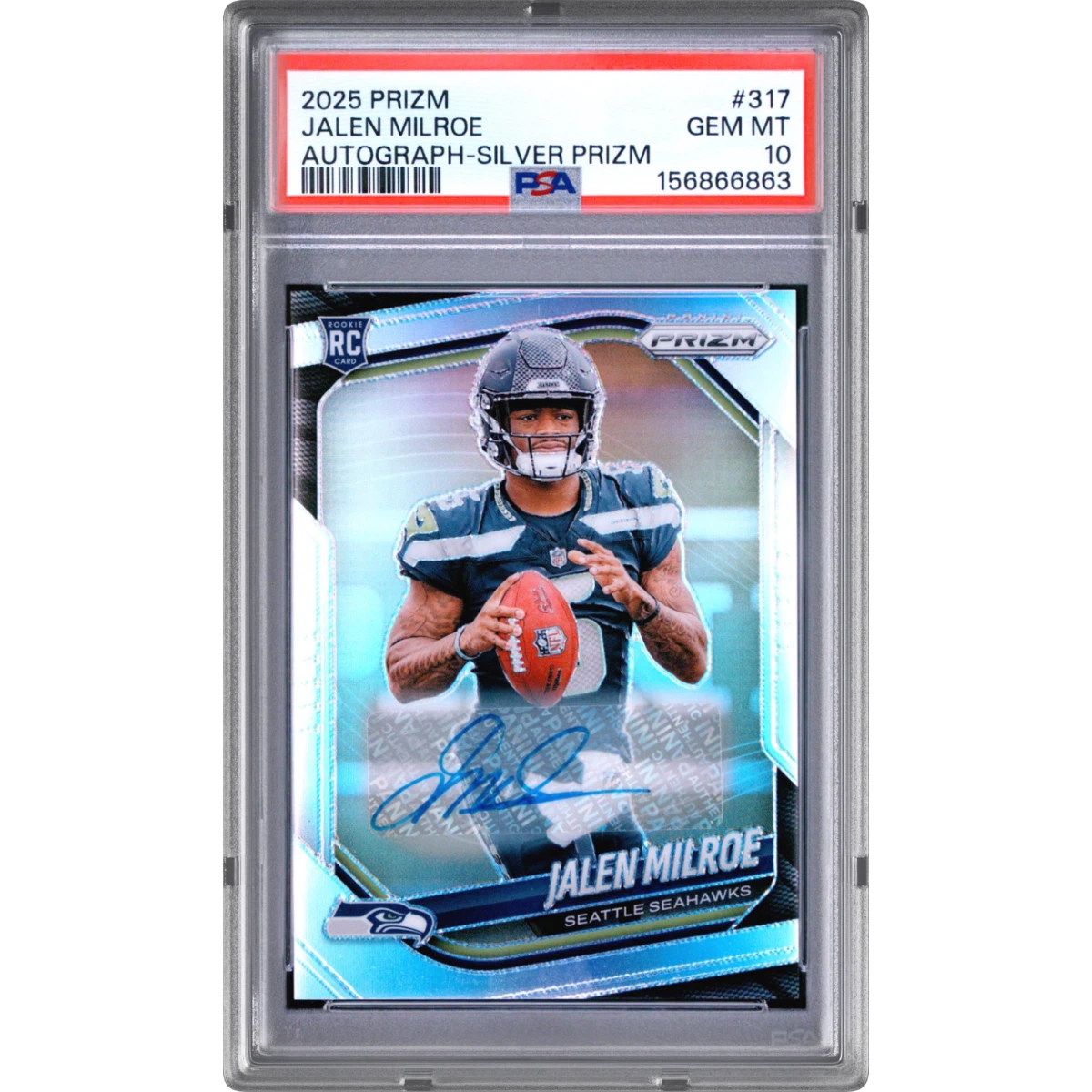 2025 Panini Prizm #317 Jalen Milroe - Autograph-Silver Prizm (PSA 10 GEM MINT)