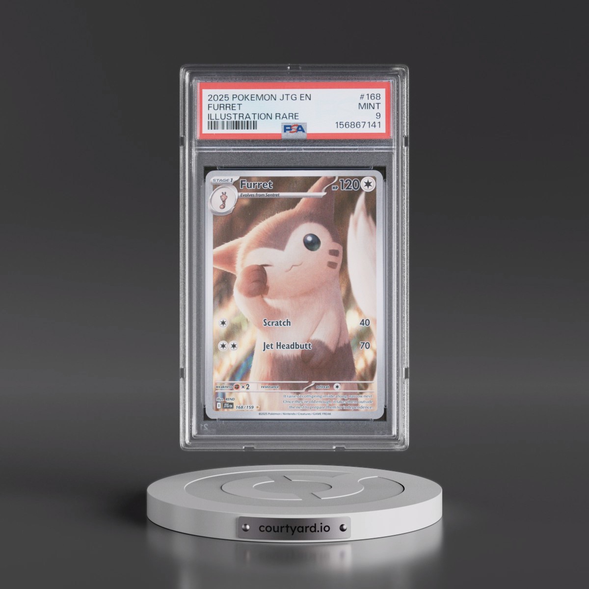 2025 Pokémon Jtg EN-Journey Together #168 Furret - Illustration Rare (PSA 9 MINT)