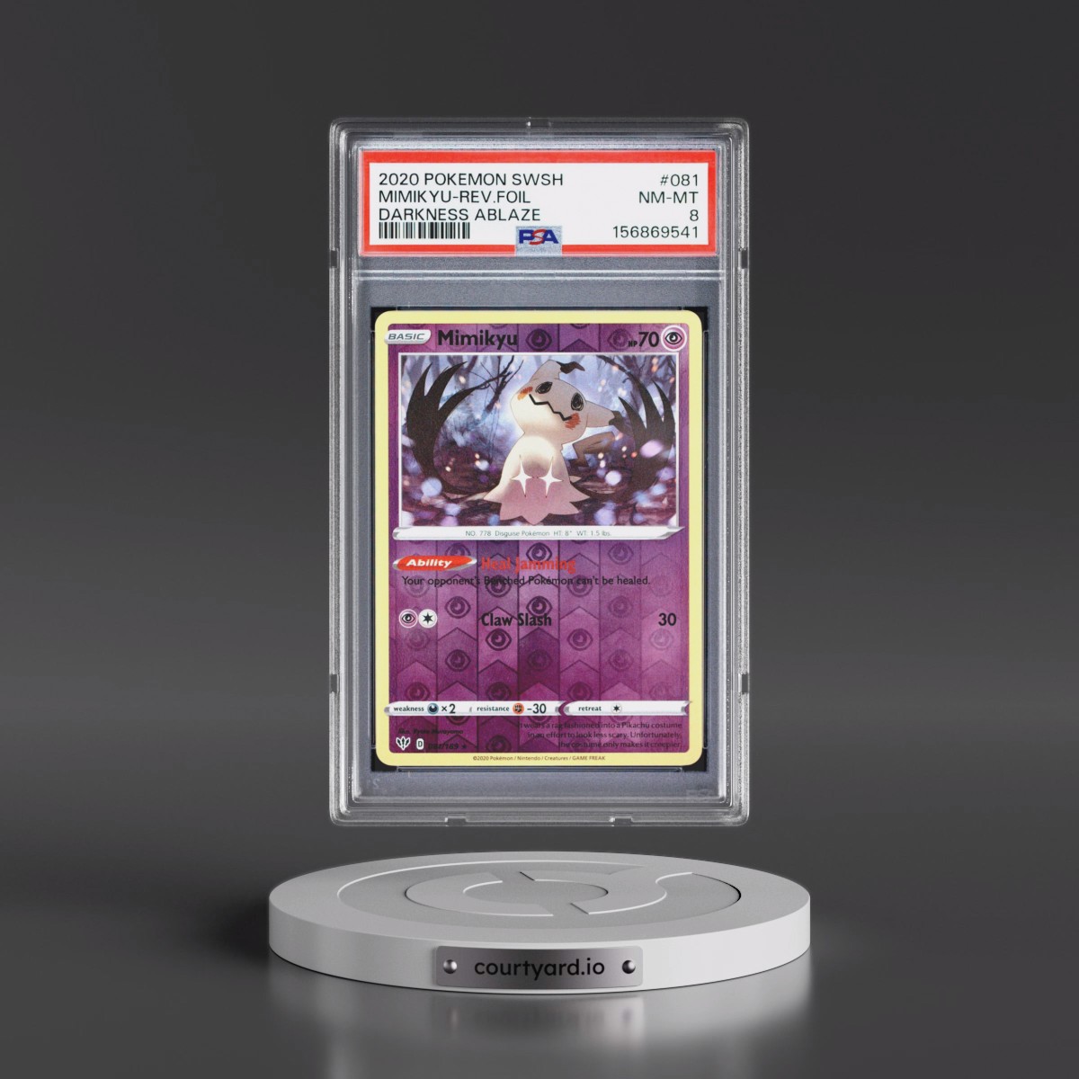 2020 Pokémon Sword & Shield Darkness Ablaze #081 Mimikyu - Reverse Foil (PSA 8 NM-MT)