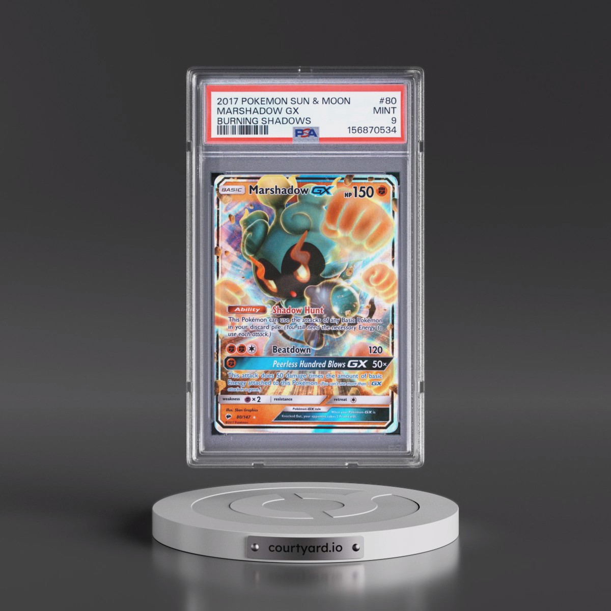 2017 Pokémon Sun & Moon Burning Shadows #80 Marshadow GX - Holo (PSA 9 MINT)