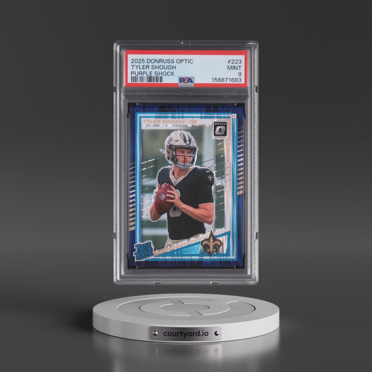 2025 Panini Donruss Optic #223 Tyler Shough - Purple Shock (PSA 9 MINT)