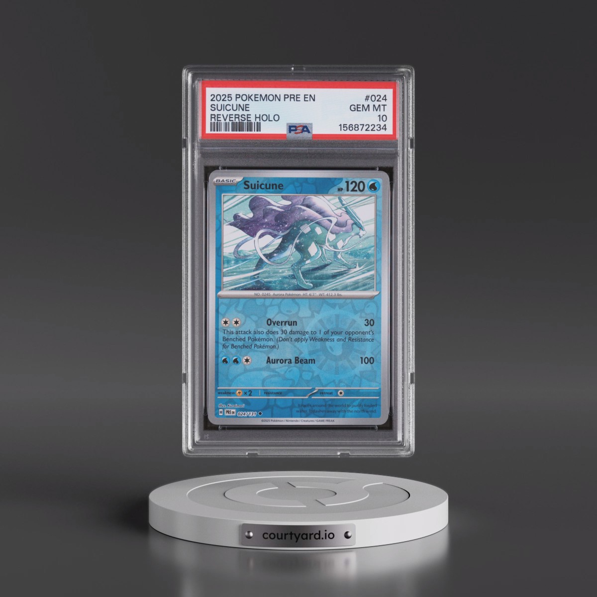 2025 Pokémon Pre EN-Prismatic Evolutions #024 Suicune - Reverse Holo (PSA 10 GEM MINT)