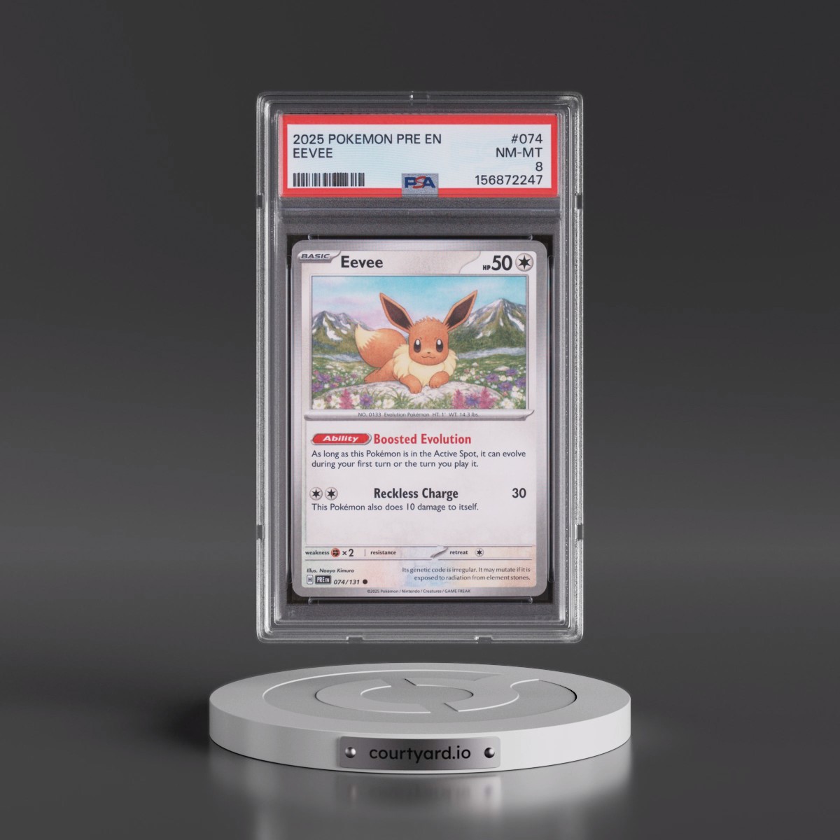 2025 Pokémon Pre EN-Prismatic Evolutions #074 Eevee (PSA 8 NM-MT)