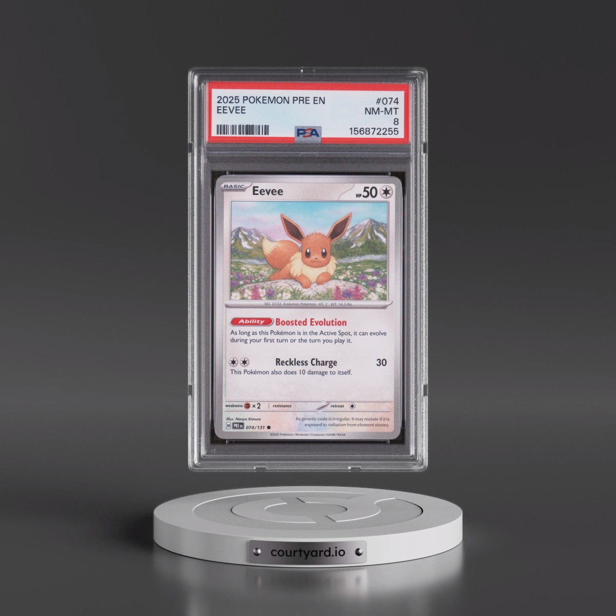 2025 Pokémon Pre EN-Prismatic Evolutions #074 Eevee (PSA 8 NM-MT)