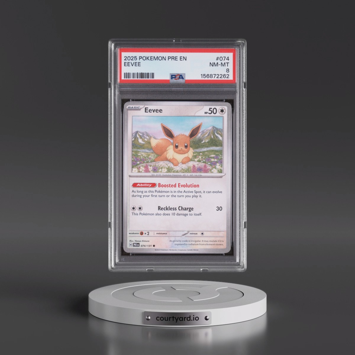2025 Pokémon Pre EN-Prismatic Evolutions #074 Eevee (PSA 8 NM-MT)
