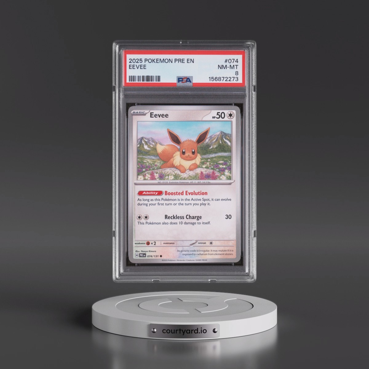 2025 Pokémon Pre EN-Prismatic Evolutions #074 Eevee (PSA 8 NM-MT)