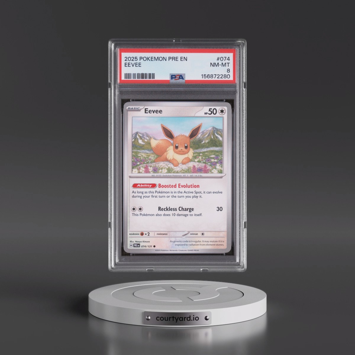 2025 Pokémon Pre EN-Prismatic Evolutions #074 Eevee (PSA 8 NM-MT)