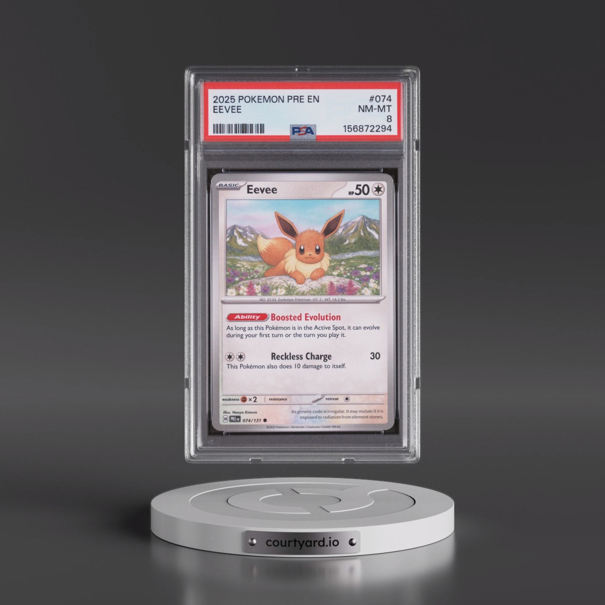 2025 Pokémon Pre EN-Prismatic Evolutions #074 Eevee (PSA 8 NM-MT)