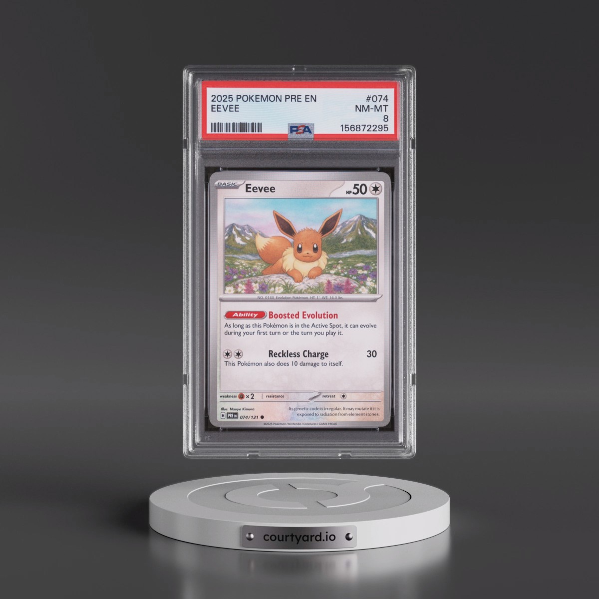2025 Pokémon Pre EN-Prismatic Evolutions #074 Eevee (PSA 8 NM-MT)