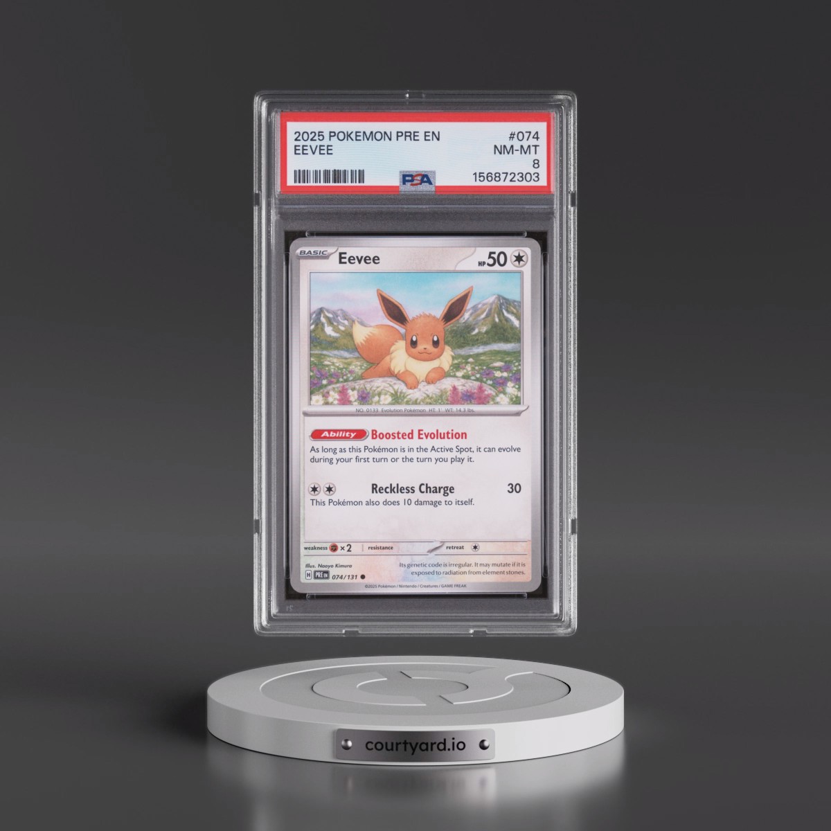 2025 Pokémon Pre EN-Prismatic Evolutions #074 Eevee (PSA 8 NM-MT)