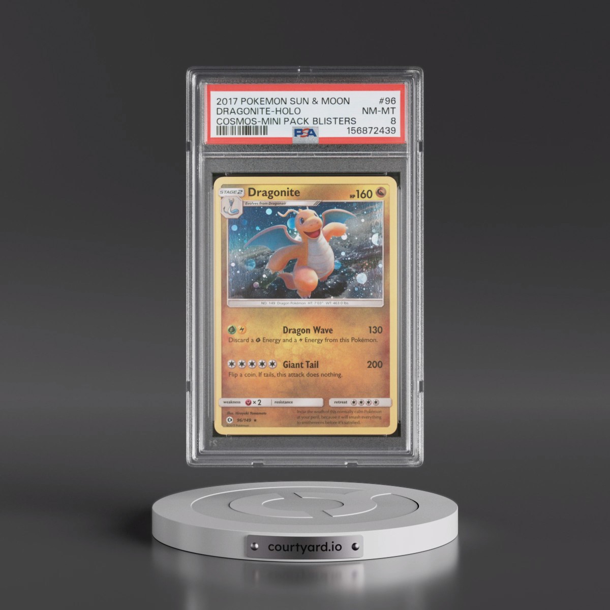 2017 Pokémon Sun & Moon #96 Dragonite - Holo Cosmos-Mini Pack Blisters (PSA 8 NM-MT)
