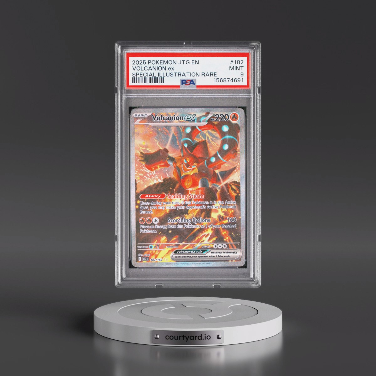 2025 Pokémon Jtg EN-Journey Together #182 Volcanion EX - Holo Special Illustration Rare (PSA 9 MINT)