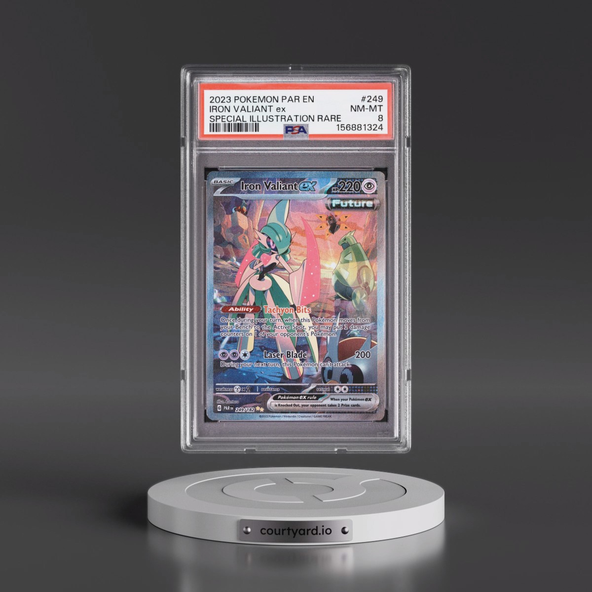 2023 Pokémon Par EN-Paradox Rift #249 Iron Valiant EX - Holo Special Illustration Rare (PSA 8 NM-MT)