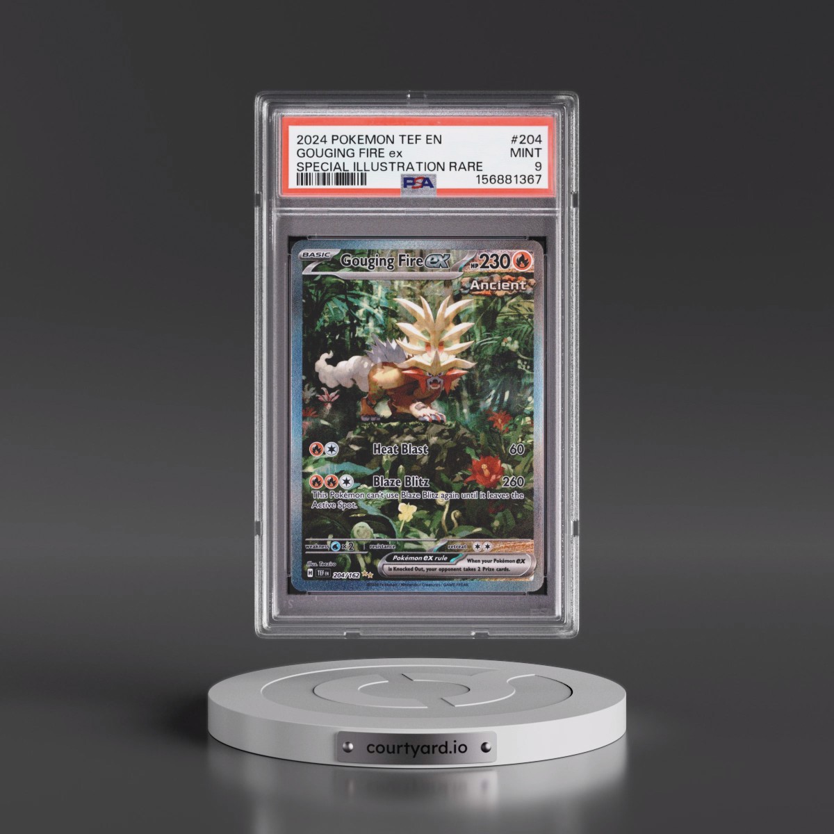 2024 Pokémon Tef EN-Temporal Forces #204 Gouging Fire EX - Holo Special Illustration Rare (PSA 9 MINT)