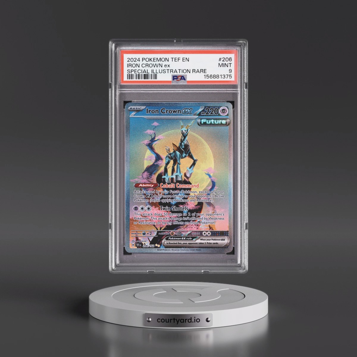 2024 Pokémon Tef EN-Temporal Forces #206 Iron Crown EX - Holo Special Illustration Rare (PSA 9 MINT)