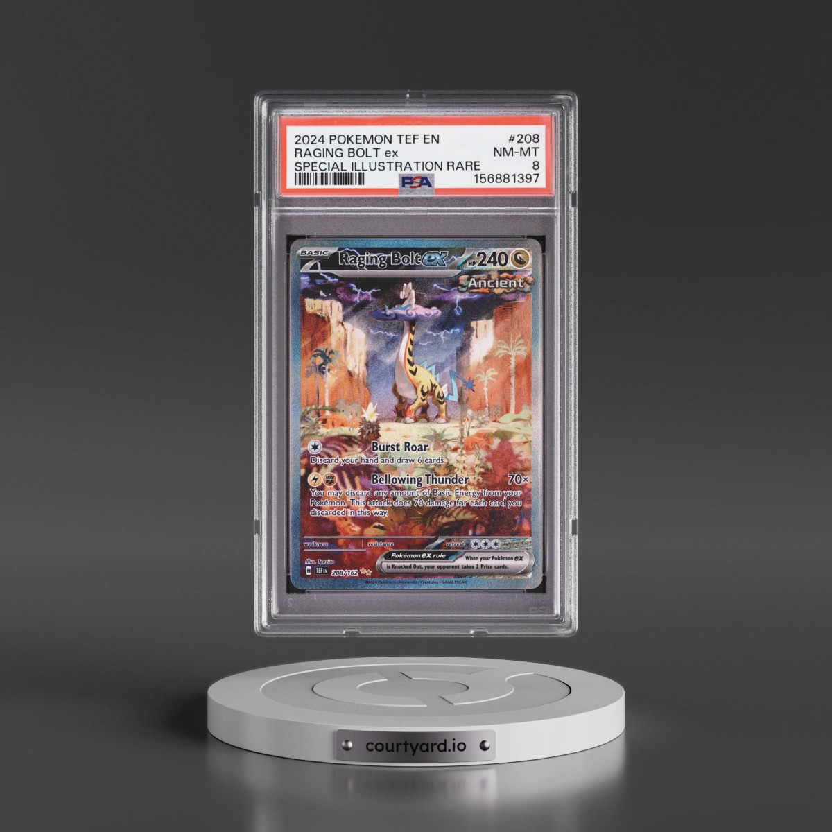 2024 Pokémon Tef EN-Temporal Forces #208 Raging Bolt EX - Holo Special Illustration Rare (PSA 8 NM-MT)
