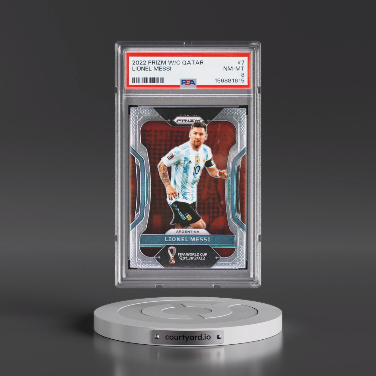 2022 Panini Prizm World Cup Qatar #7 Lionel Messi (PSA 8 NM-MT)