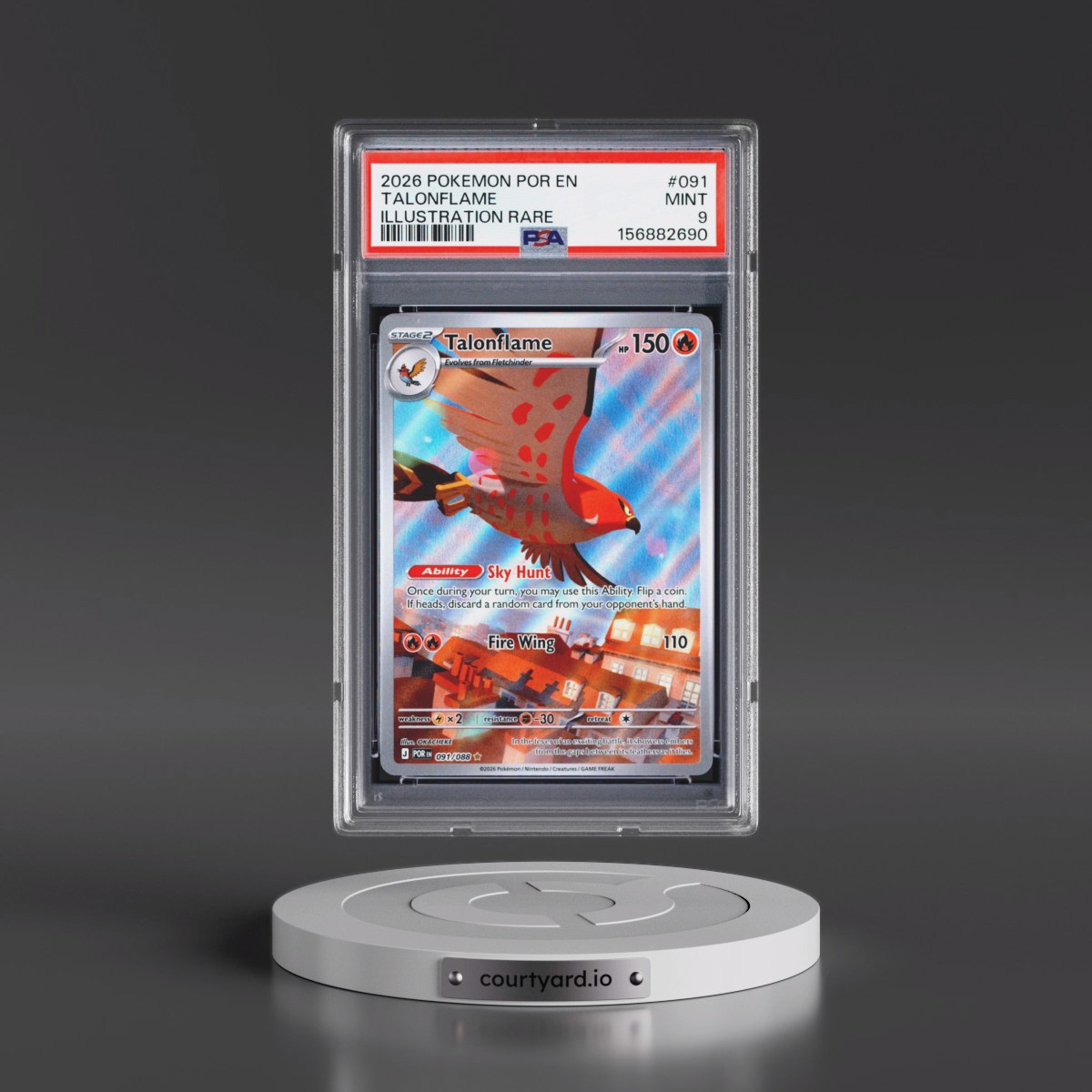 2026 Pokémon Por EN-Perfect Order #091 Talonflame - Illustration Rare (PSA 9 MINT)