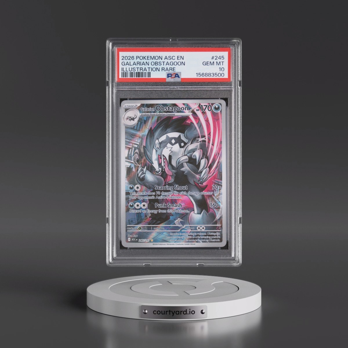 2026 Pokémon Asc EN-Ascended Heroes #245 Galarian Obstagoon - Illustration Rare (PSA 10 GEM MINT)