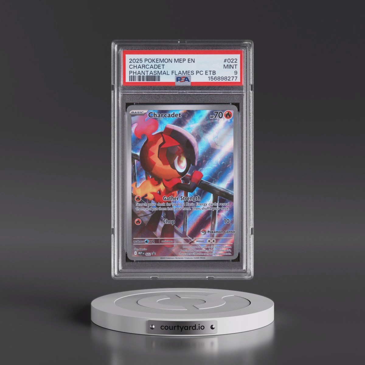 2025 Pokémon Mep EN-Me Black Star Promo #022 Charcadet - Phantasmal Flames Pokemon Center Elite Trainer Box (PSA 9 MINT)