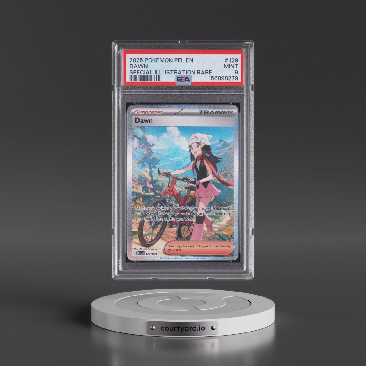 2025 Pokémon Pfl EN-Phantasmal Flames #129 Dawn - Special Illustration Rare (PSA 9 MINT)