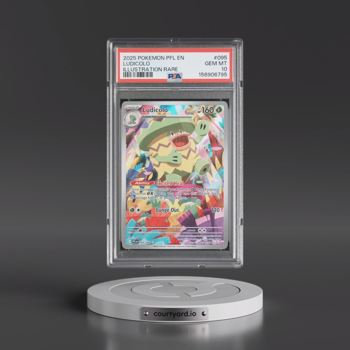 2025 Pokémon Pfl EN-Phantasmal Flames #095 Ludicolo - Illustration Rare (PSA 10 GEM MINT)