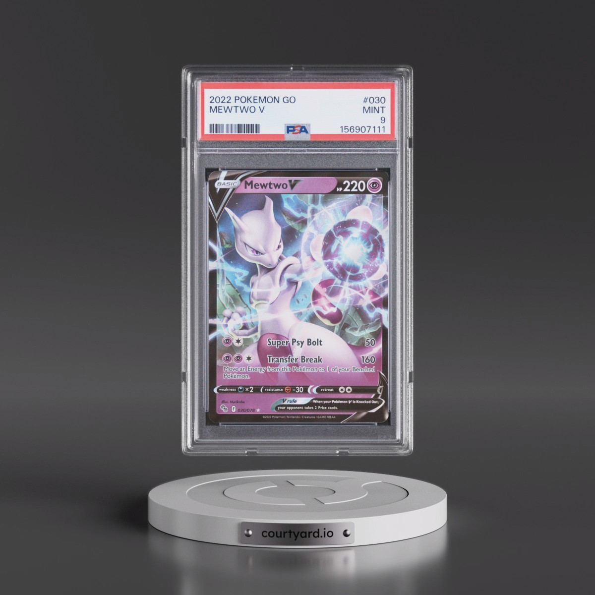 2022 Pokémon Go #030 Mewtwo V - Holo (PSA 9 MINT)