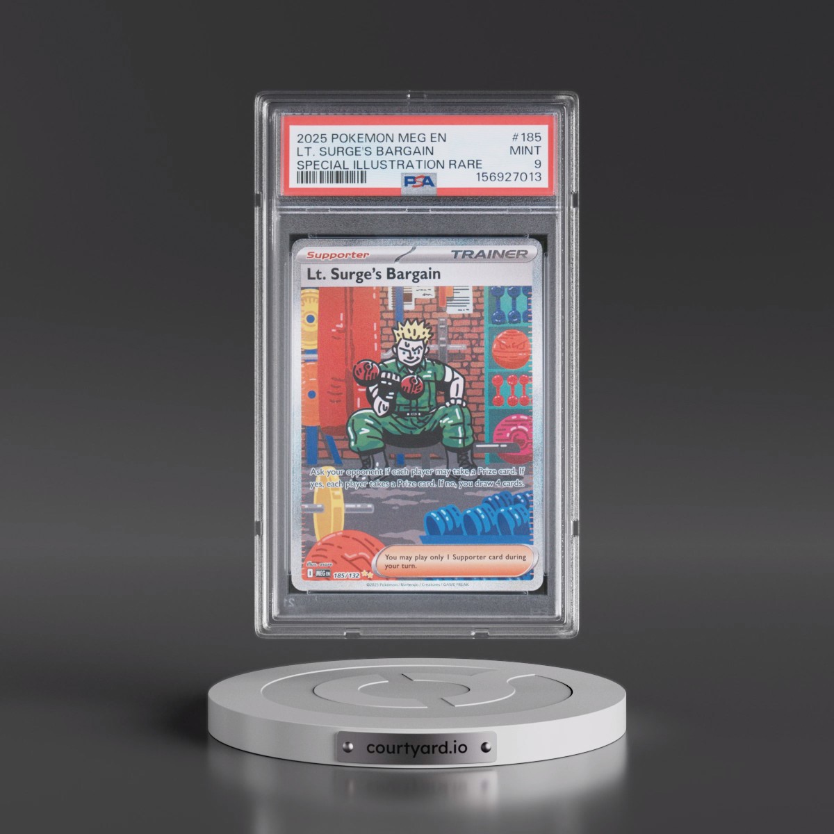 2025 Pokémon Meg EN-Mega Evolution #185 LT. Surge's Bargain - Special Illustration Rare (PSA 9 MINT)
