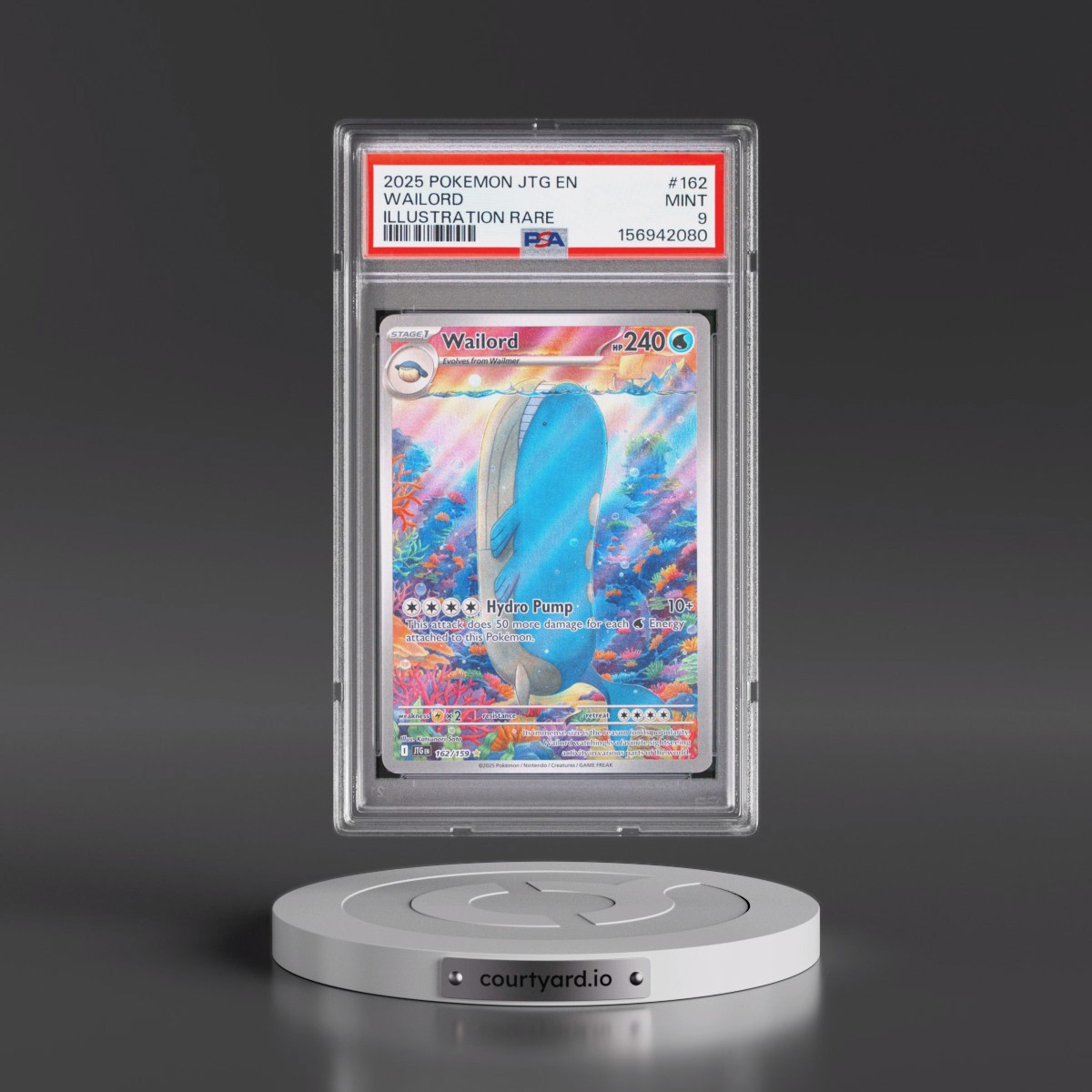 2025 Pokémon Jtg EN-Journey Together #162 Wailord - Illustration Rare (PSA 9 MINT)