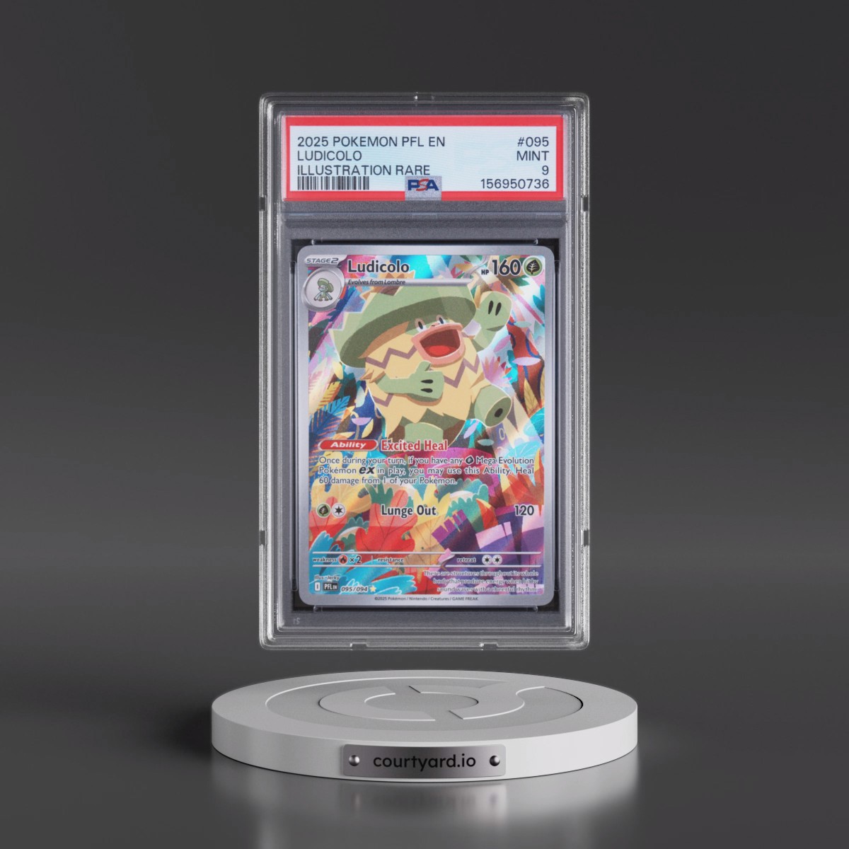 2025 Pokémon Pfl EN-Phantasmal Flames Ludicolo - Illustration Rare #095 PSA 9