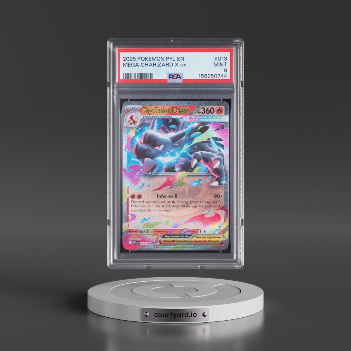 2025 Pokémon Pfl EN-Phantasmal Flames #013 Mega Charizard X EX - Holo (PSA 9 MINT)