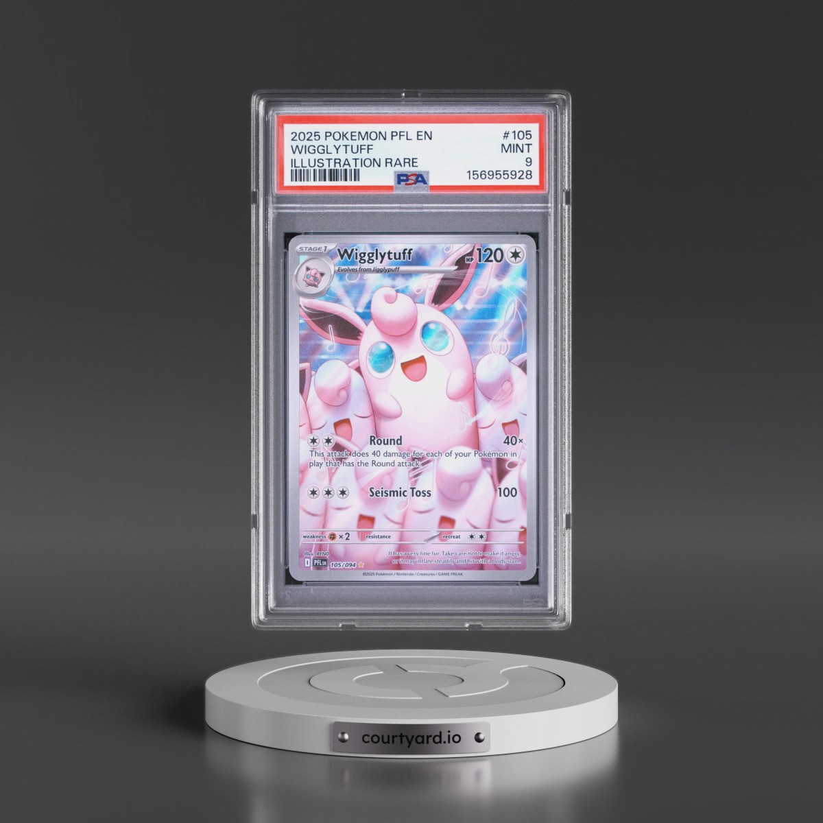 2025 Pokémon Pfl EN-Phantasmal Flames #105 Wigglytuff - Illustration Rare (PSA 9 MINT)