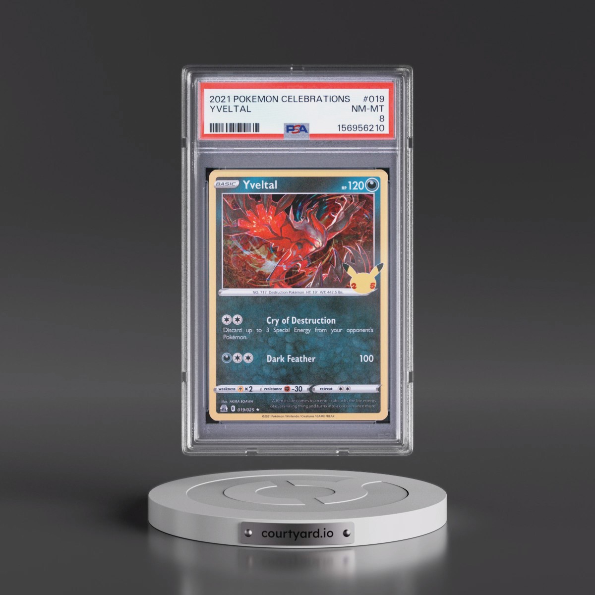 2021 Pokémon Celebrations #019 Yveltal (PSA 8 NM-MT)