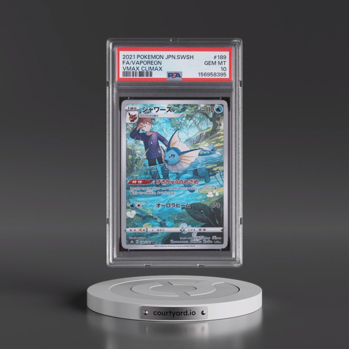 2021 Pokémon Sword & Shield Vmax Climax #189 Vaporeon - Full Art (PSA 10 GEM MINT)