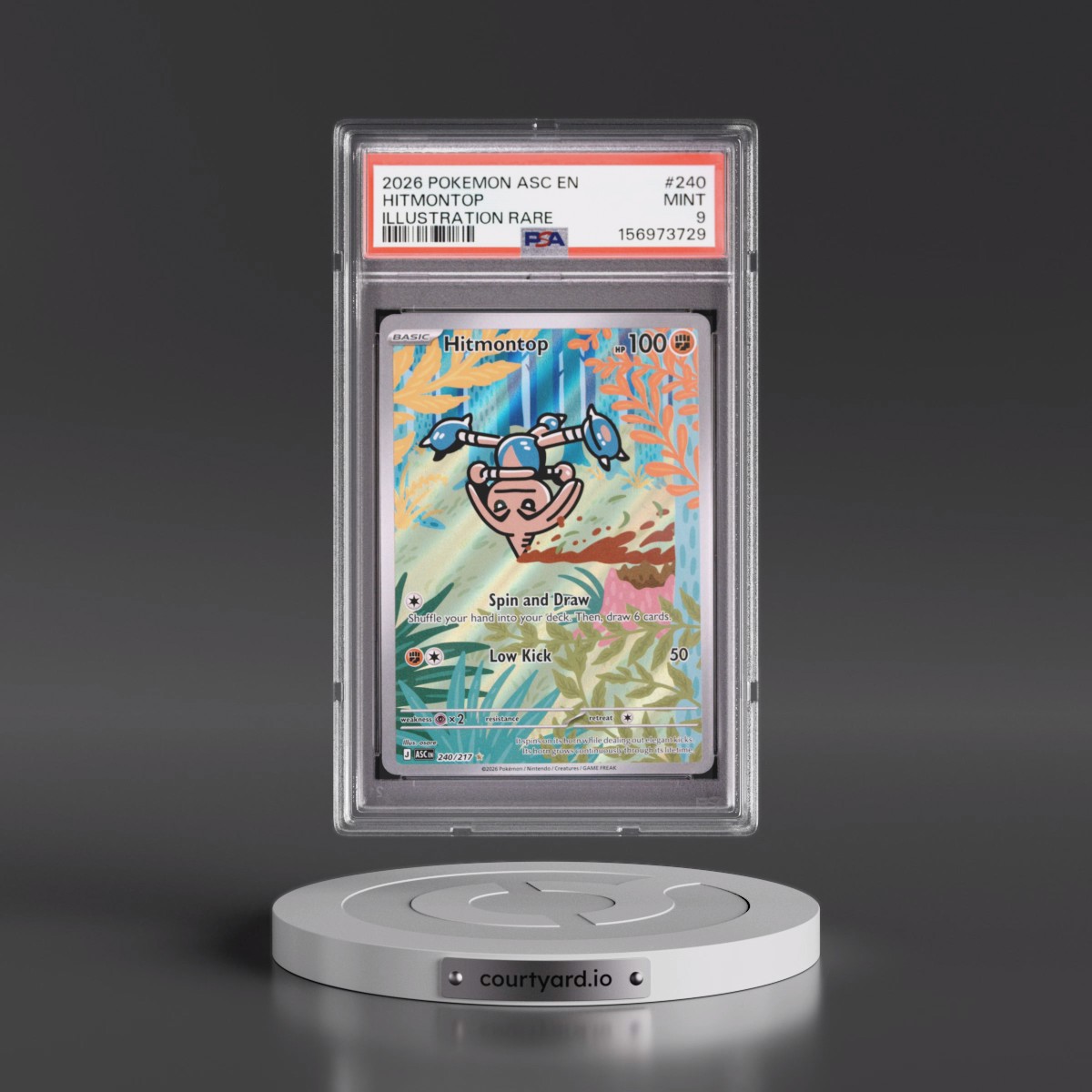 2026 Pokémon Asc EN-Ascended Heroes #240 Hitmontop - Illustration Rare (PSA 9 MINT)
