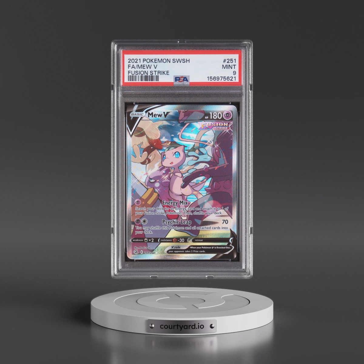 2021 Pokémon Sword & Shield Fusion Strike #251 Mew V - Holo Full Art (PSA 9 MINT)