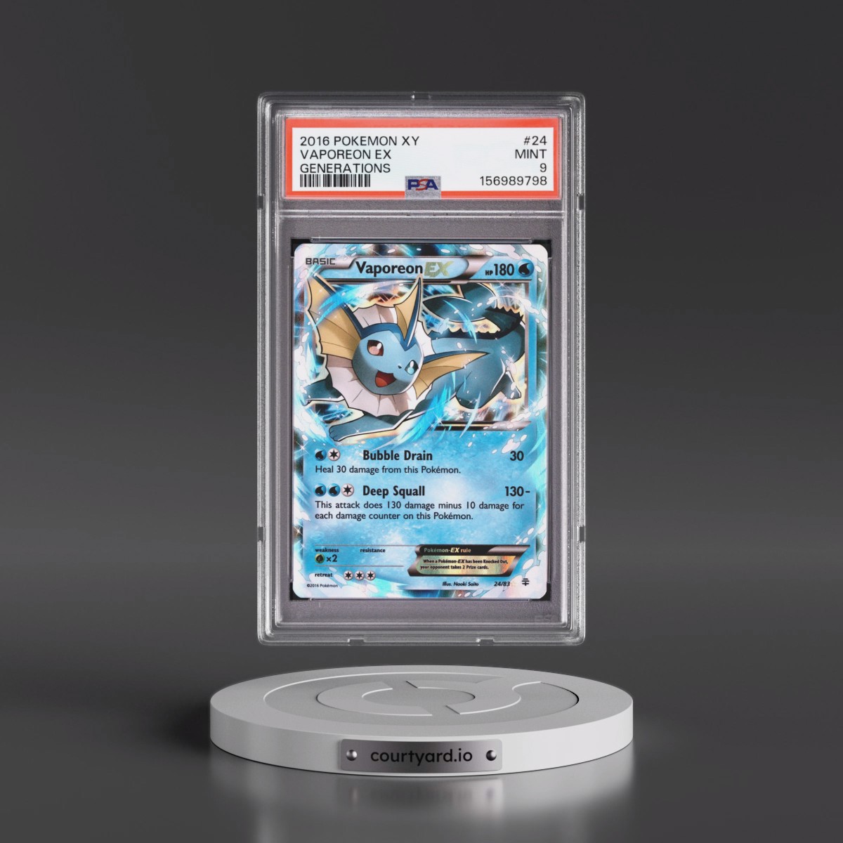 2016 Pokémon XY Generations #24 Vaporeon EX - Holo (PSA 9 MINT)