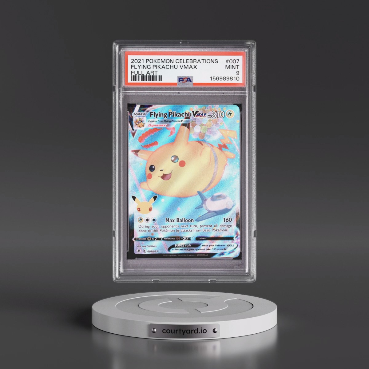 2021 Pokémon Celebrations #007 Flying Pikachu Vmax - Full Art (PSA 9 MINT)