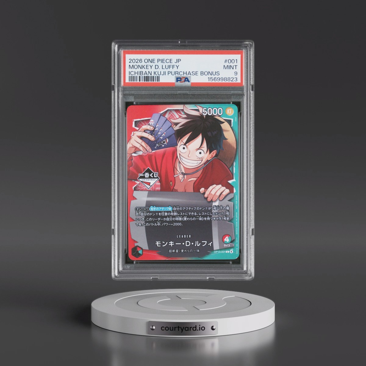 2026 One Piece Japanese Promos #001 Monkey D. Luffy - Ichiban Kuji Purchase Bonus (PSA 9 MINT)